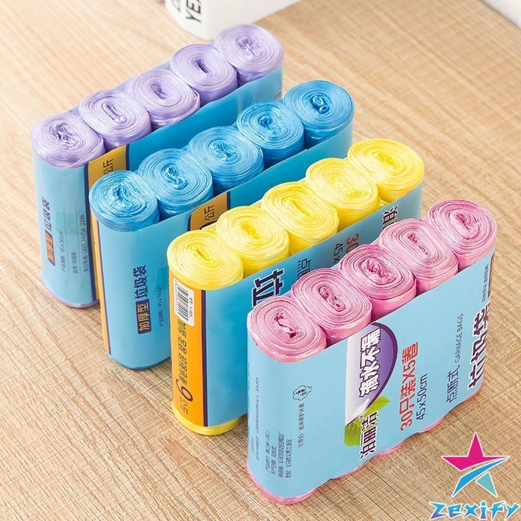ZXF ถุงขยะม้วนแพค  ราคาประหยัด แบบม้วน ถุงขยะ Color Waste Bags