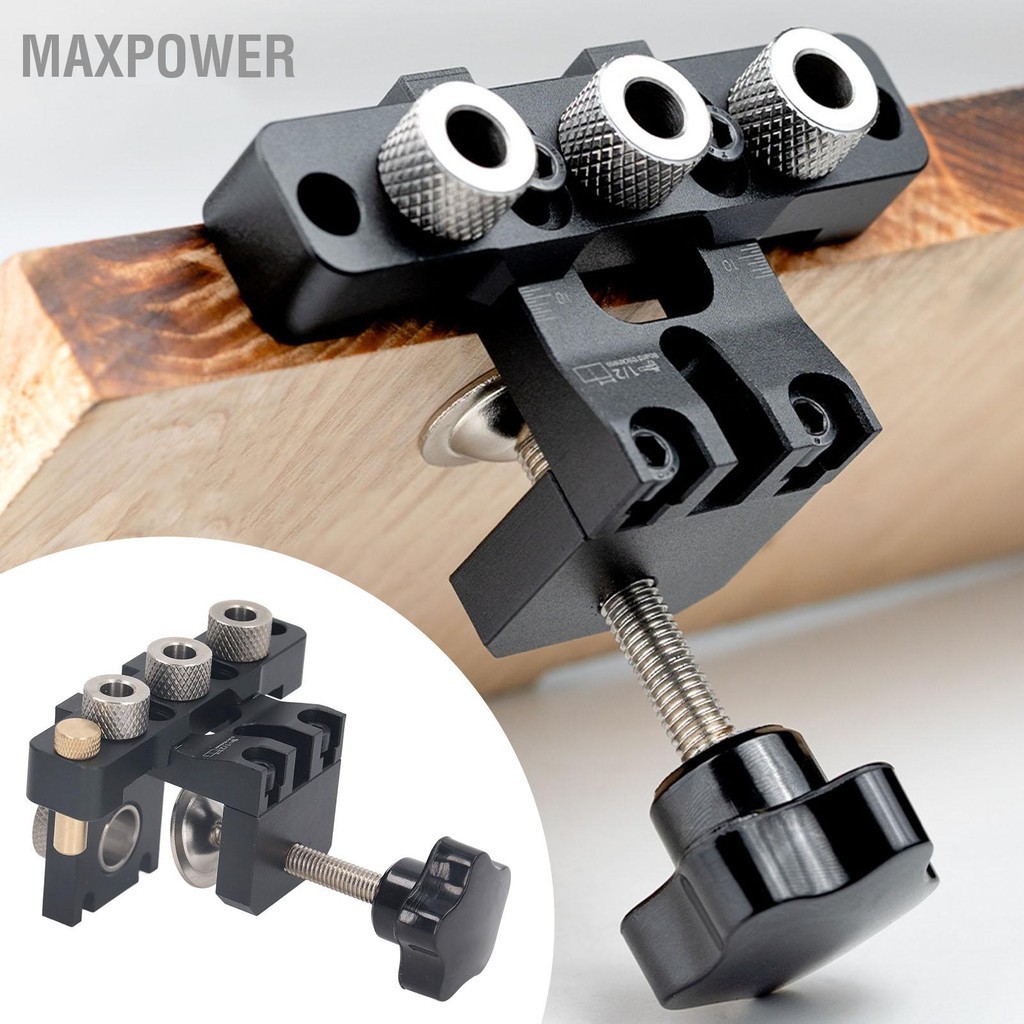 Maxpower 3 in 1 Pocket Hole Jig ชุด อลูมิเนียมอัลลอยด์งานไม้ เจาะ Locator เดือยไม้กลม Guide Kit
