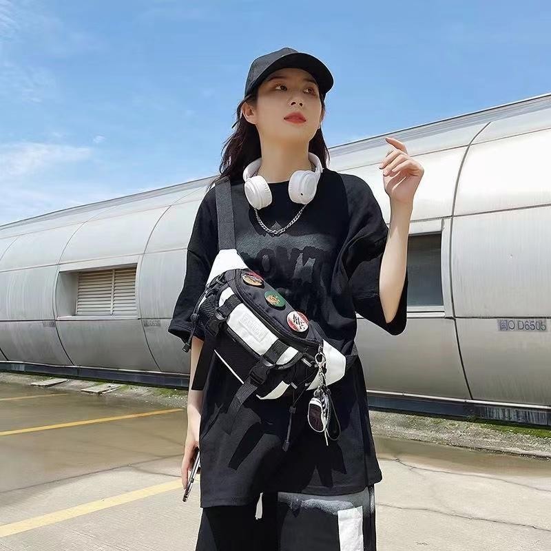 【พร้อมส่ง】Sky Bag Fashion กระเป๋าคาดเอวสะพายหน้าอก สไตล์เกาหลี มีเข็มกลัด 4 ชิ่น