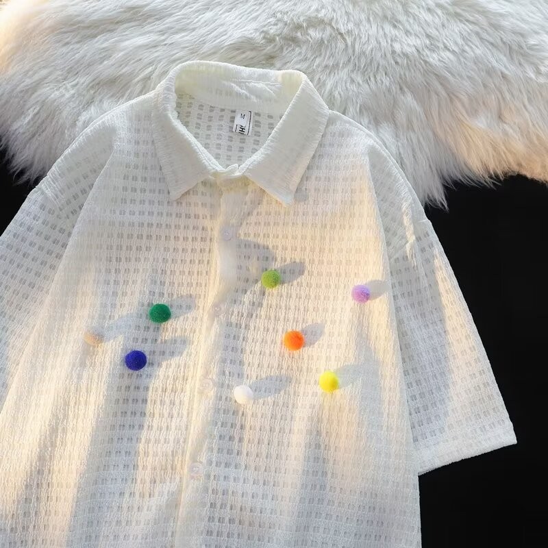 T เสื้ออินเทรนด์ผู้ชายฤดูร้อนเรียบง่ายสีขาว Retro All-Match Top Coat