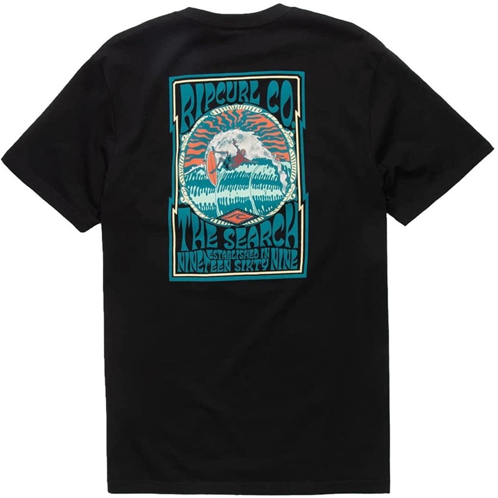 2024 เสื้อยืดแขนสั้นลําลอง ผ้าฝ้าย พิมพ์ลายกราฟฟิค Rip Curl Layback Hack สวมใส่สบาย แฟชั่นสําหรับผู้ชาย