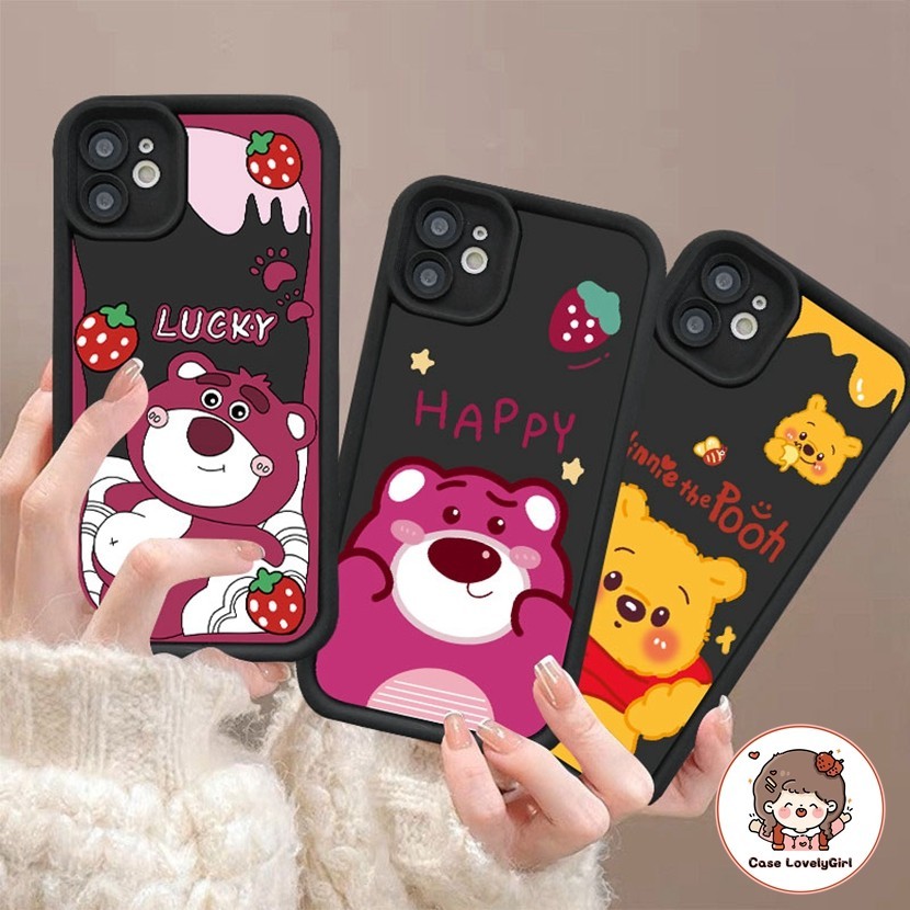 คดีคู่รักการ์ตูน กรณี Realme C67 C53 C51 C55 C35 C33 C30 C21Y 5 5I 5S C25 C12 C11 2021 Note50 50I 50A Cute Bear Case