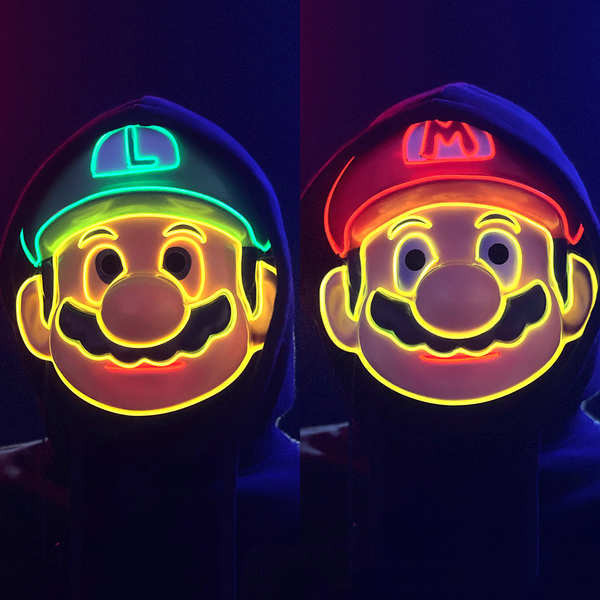 Led Luminous Mario Mask Super Mario การ ์ ตูนเกมอะนิเมะ Party Performance Props หมวกฮาโลวีน