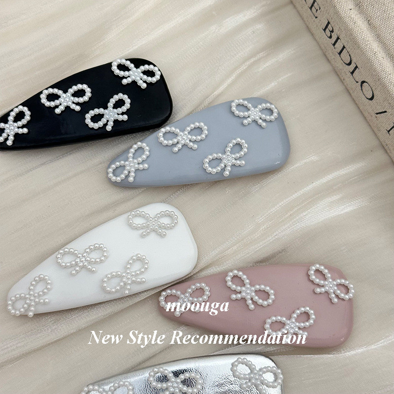 Moouga/simple Pearl Bow Duckbill Clip หนังคลิปด ้ านข ้ าง Super Fairy Hip Hop กิ ๊ บติดผม