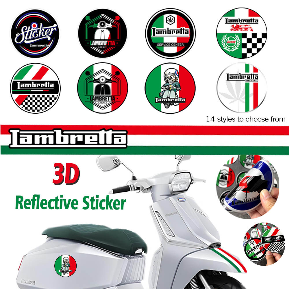 Lambretta X300 3D สะท้อนแสงกาวนุ่มสติกเกอร์ทนทานกันน้ําวัสดุอีพ็อกซี่รูปลอก Motocycle ตกแต่งที่สวยงามสําหรับ Lambretta X300 V200 V125 G350