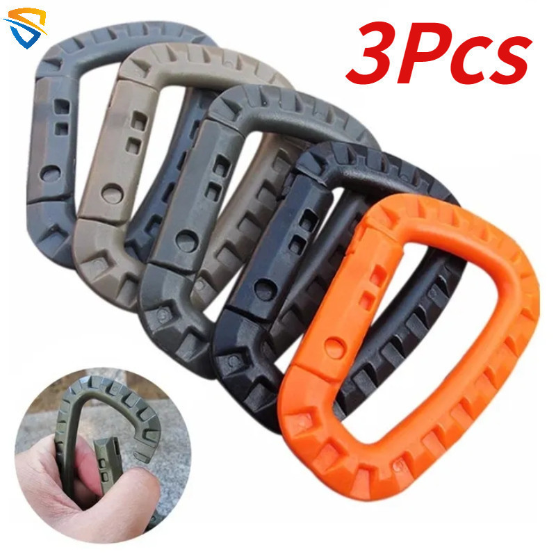 3 ชิ ้ นยุทธวิธี D-Ring Grimlock Carabiner คลิป Webbing สิ ่ งที ่ แนบมา Fast Latch ระบบสําหรับทหาร Vest/Backpacks/Pouch/Bag/Belt