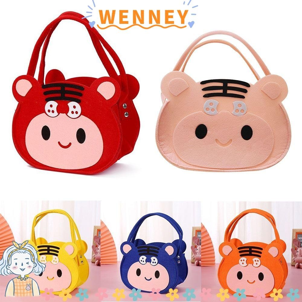 การ์ตูน WENNY|กระเป๋าสักหลาด,การ์ตูนสักหลาดถุงสิริถุงช้อปปิ้งนํามาใช้ใหม่,กระเป๋าเครื่องสําอางความจุสูงถุงสักหลาด