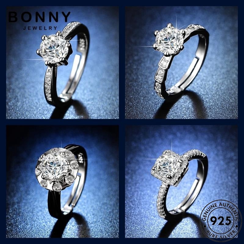 BONNY JEWELRY แฟชั่น เงิน 925 แหวน เพชร ผู้หญิง แท้ แหวนปรับได้ M155