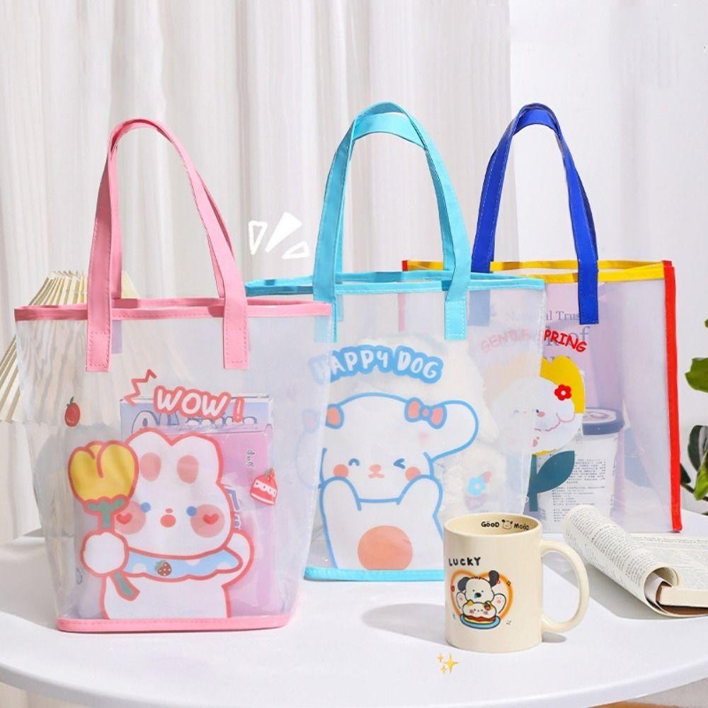 HOBBYIN กระเป๋าช้อปปิ้ง HOBBYIN Totes, กระเป๋าถือ PVC ความจุขนาดใหญ่, กระเป๋าสะพายข้าง Organiser กันน้ํา
