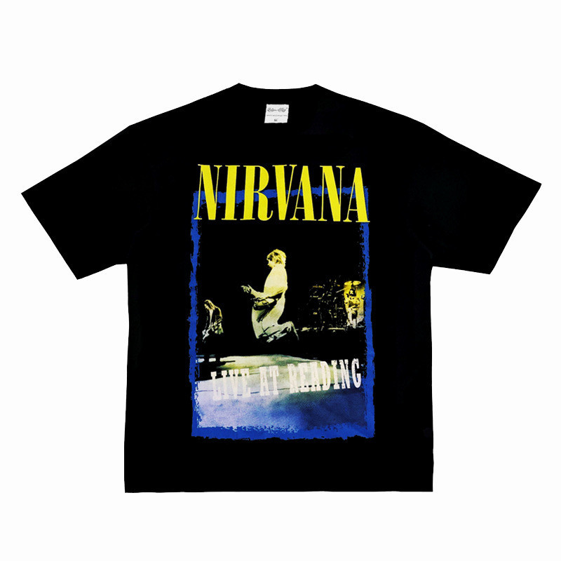 NIRVANA Nirvana วง Kotcorben แขนสั้นฮิปฮอป Vintage วินเทจอเมริกันคอเล็กแขนยาวเสื้อยืด