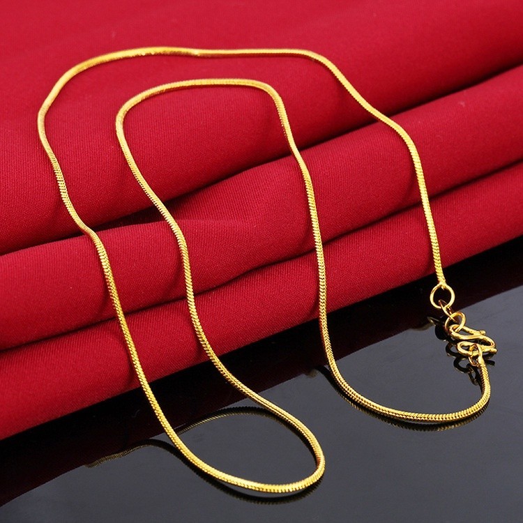 เวียดนามทรายทอง 24K สีทองชุบสุภาพสตรีสร ้ อยคองูกระดูกโซ ่