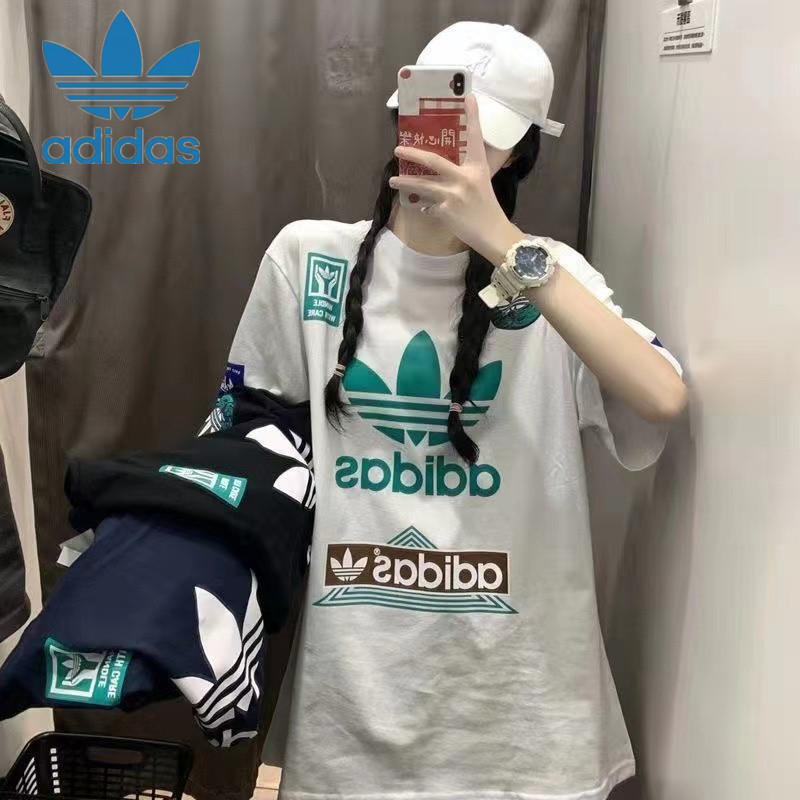 Adidas 100% Original Printing Logo Fashion Versatil Style เสื้อยืดแขนสั้น, Crewneck, Cotton 100% มีโลโก้ ADAS X Sportrich สําหรับทั้งชายและหญิง