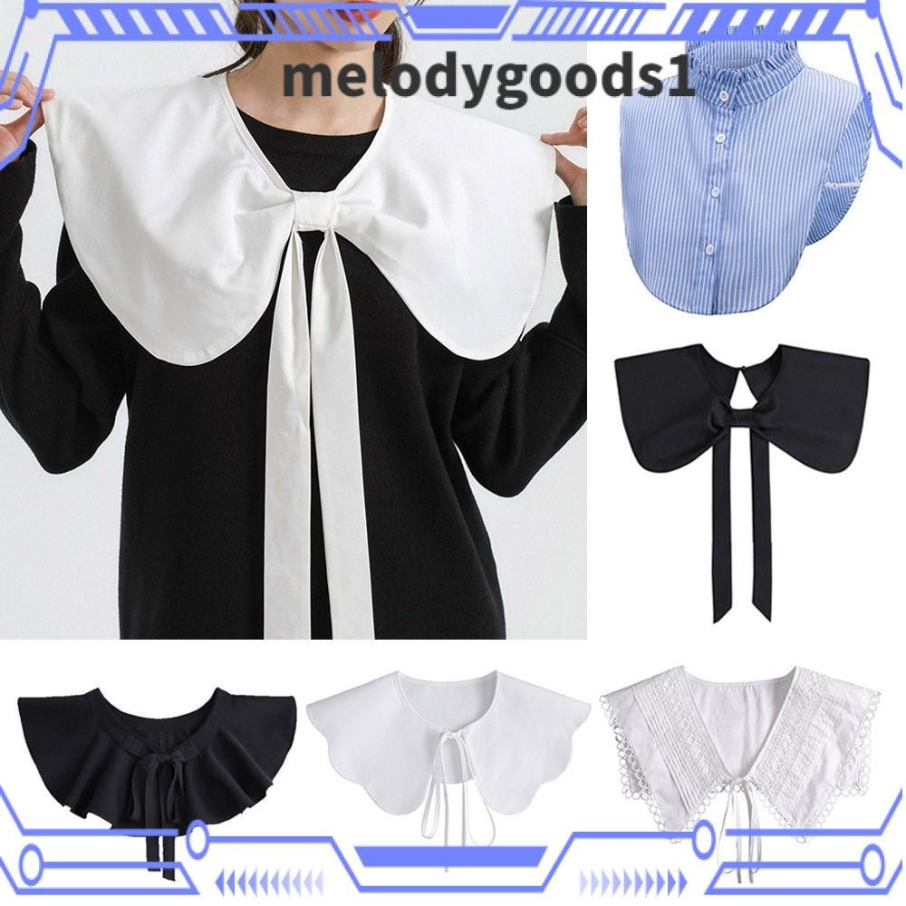 Melodygoods1 เสื ้ อคอปกปลอมวินเทจที ่ ถอดออกได ้ คลาสสิกผ ้ าฝ ้ ายเสื ้ อคอปกปลอม