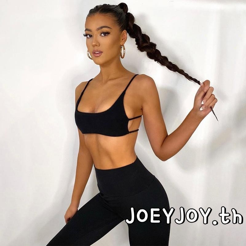 Joeyjoy-เสื้อกล้ามเปลือยผู้หญิงวิ่งออกกําลังกายโยคะแขนกุดกลวงออกเสื้อกั๊กชุดกีฬา