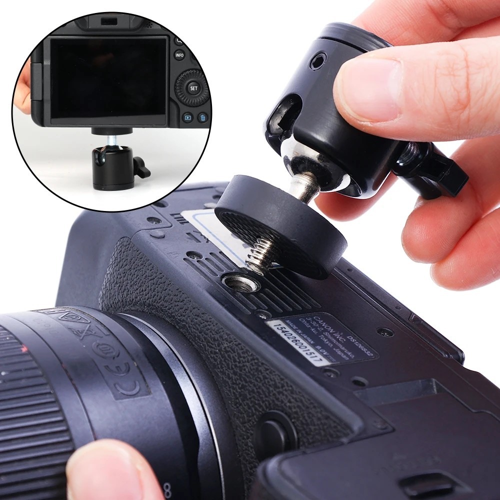 Mini Ball Head Screw Tripod Mount 360 Degree Rotating Mount Base Adapter for DSLR Camera Nikon IPhone 15 Pro Max