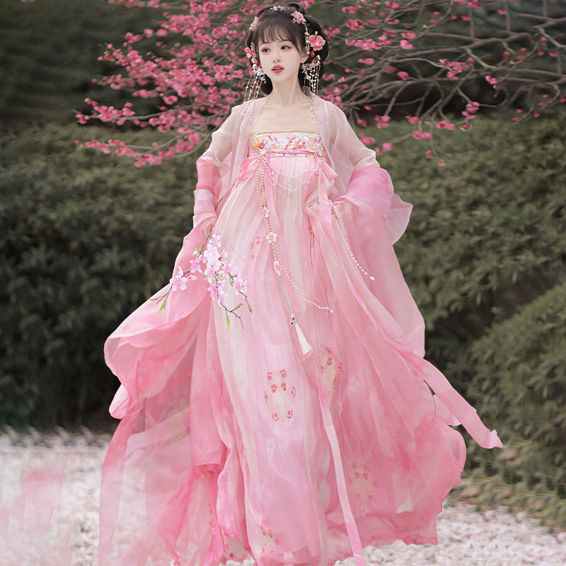 Yi Hanxi Original Hanfu [กระโปรงนมเต็มแขนเสื้อขนาดใหญ่สไตล์นางฟ้าHanfuรุ่นปรับปรุงHanfuเสื้อผ้าผู้หญิงสไตล์จีนกระโปรงเต้านมเต็มเสื้อขนาดใหญ่สไตล์นางฟ้าHanfuรุ่นปรับปรุงเสื้อผ้าผู้หญิงสไตล์จีนสองสีให้เลือกRetro