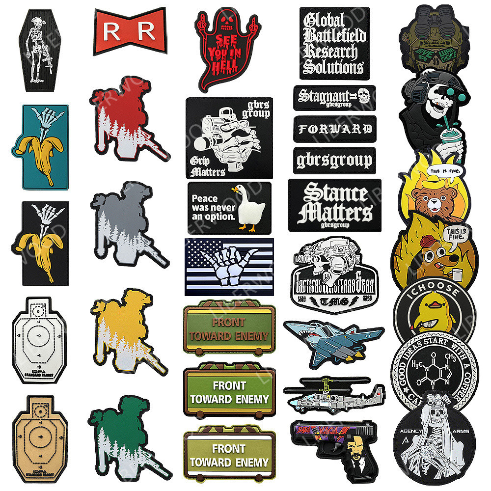 This Fine GROUP Airsoft PVC Armband Badge กาแฟสุนัขเป็ด Shaka ส่งต่อ Torward ยาง Patch พร้อมตะขอสําหรับกระเป๋าเป้สะพายหลังเสื้อผ้า