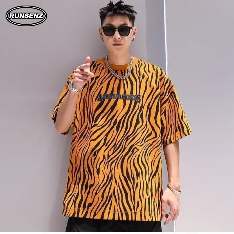 M-8xl การออกแบบเกาหลี Sense Oversize Top Men Plus ขนาดเสื ้ อยืดคอกลมหลวมแขนสั ้ น Tshirt