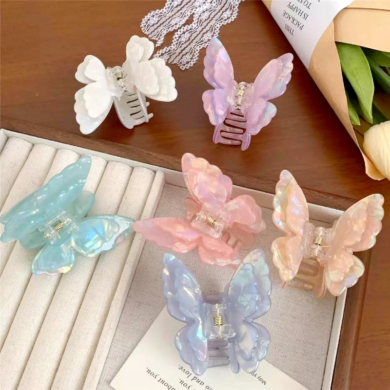 ใหม ่ สีสันผีเสื ้ อคลิป High-end Sweet Shark คลิปสาวแฟชั ่ นเครื ่ องประดับผม