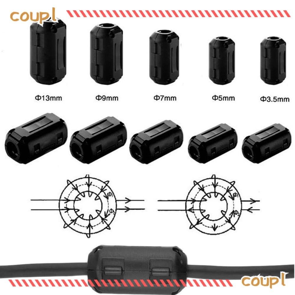 Coupl Choke Coil EMI RFI Noise, Snap Type Black Ring Core Ferrite Bead Clamp, Cover Anti-interference Filter Clip Snap 3.5/7/13mm Cable Connector