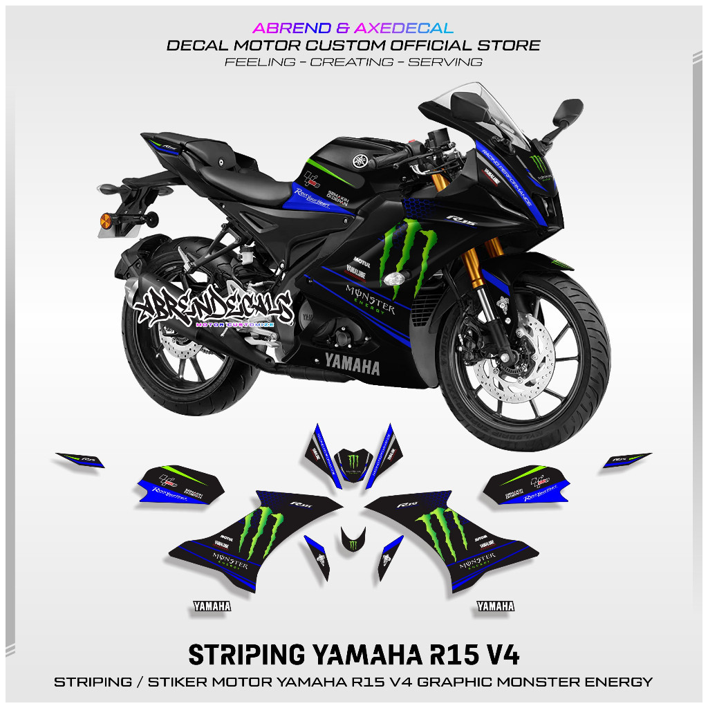 Striping R15 V4 Graphic ME/Yamaha R15 V4 สติ๊กเกอร์ติดมอเตอร์ไซค์ดีไซน์แบบกําหนดเอง/สติ๊กเกอร์สต็อก