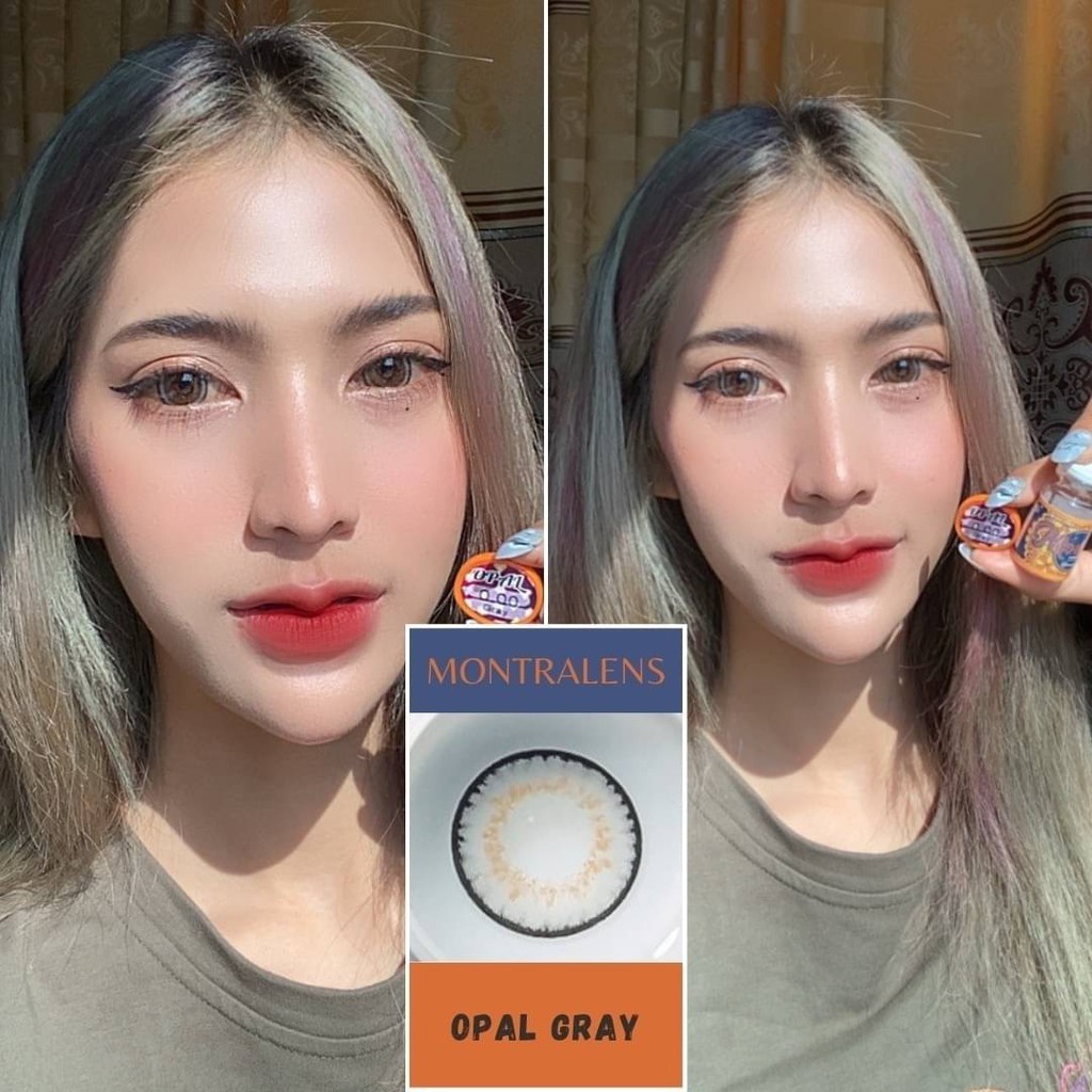 🔥 คอนแทคเลนส์ ขนาดบิ๊กอาย 💗Opal (Montra) สี : Gray