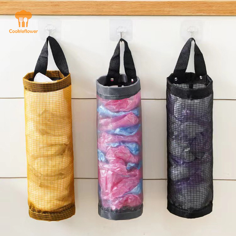 Cookieflower -Punch Grocery Bag Holder Wall Mount Plastic Bag Holder Dispenser Storage ถังขยะถุงขยะห้องครัวขยะใหม่