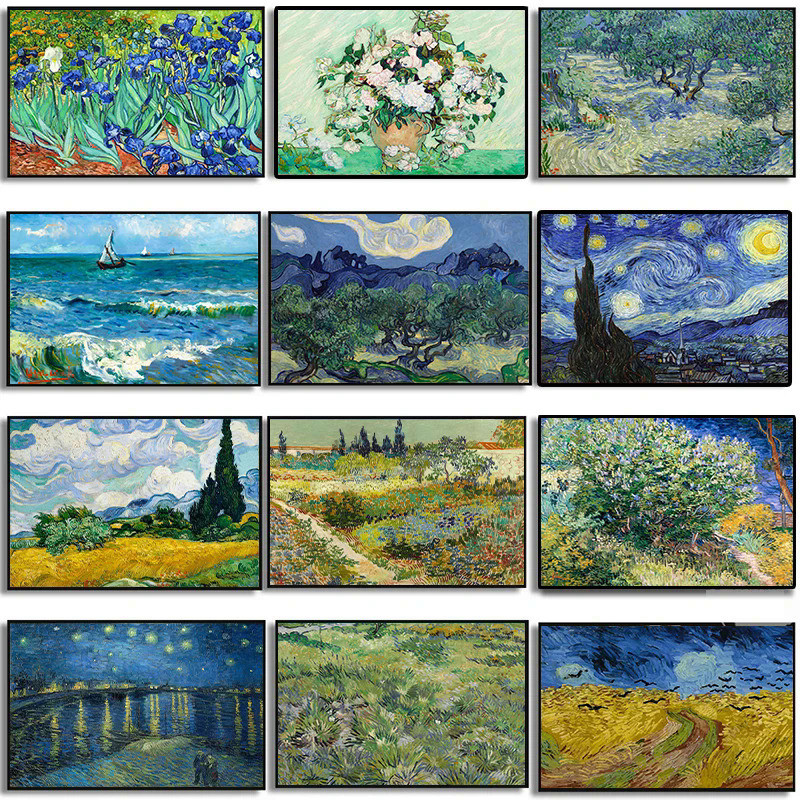 HD พิมพ์ Van Gogh Masterpiece โปสเตอร์บทคัดย่อสวน Almond Blossoms Starry Night ภาพวาดผ้าใบภาพผนังตกแต่งบ้าน