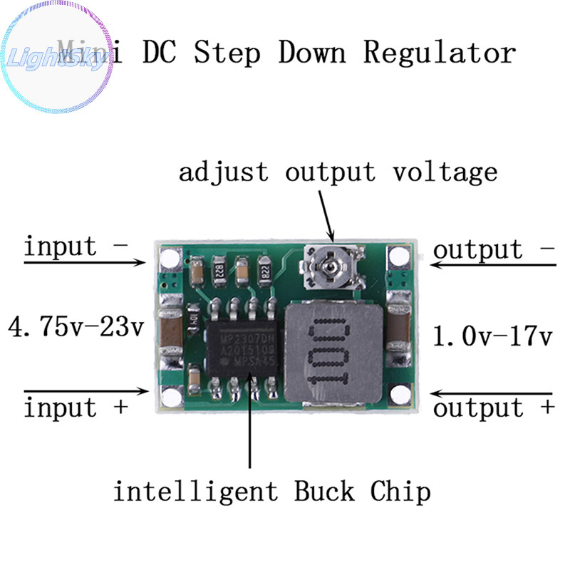 Lightsky 3A Mini DC-DC ขั ้ นตอนลงแปลงโวลต ์ ควบคุม 5V-23V ถึง 3.3V 6V 9V 12V Th