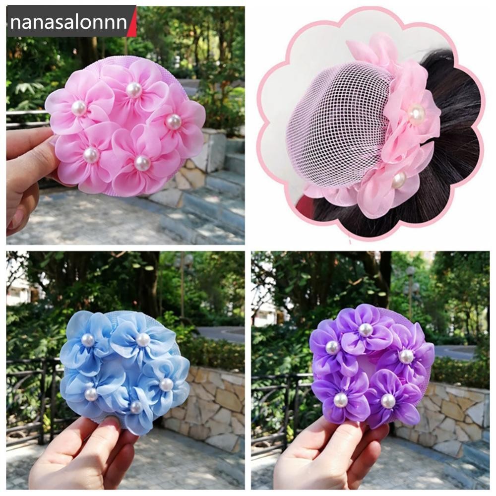 Nanasn| Dot Girl ผู้หญิง Bun Cover Snood ผมสุทธิละตินบัลเล่ต์เต้นรําสเก็ตโครเชต์ Snoods อุปกรณ์เสริมผม D5N1