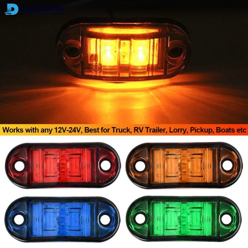 Digifounder 1PC 12V- 24V Trailer รถบรรทุกด้านข้าง Clearance Marker โคมไฟไฟเตือน 2LED ด้านข้าง Marker โคมไฟ Caravan I7W5