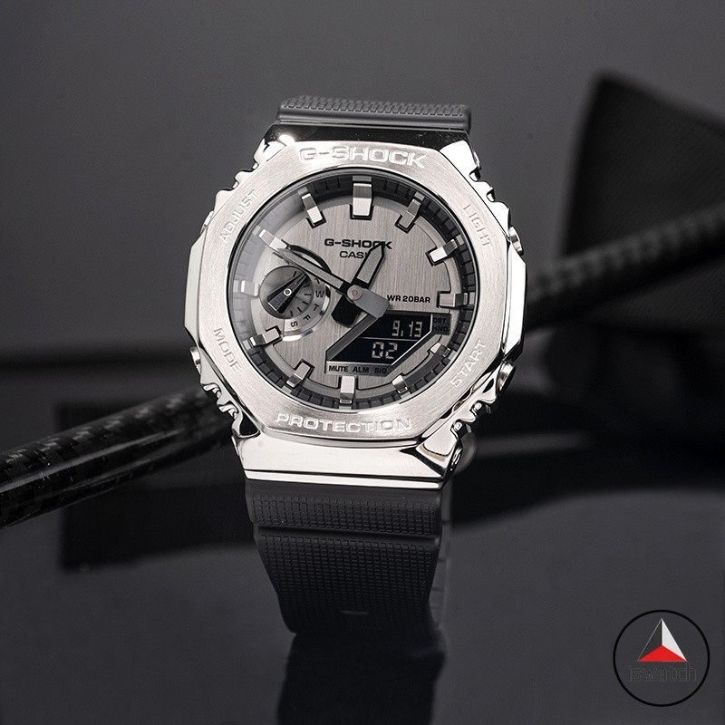 [Available In Stock] G Shock GM-2100-1A Stainless Steel Watch Men Business Fashion  Casio Quartz Bracelet Sports Analog