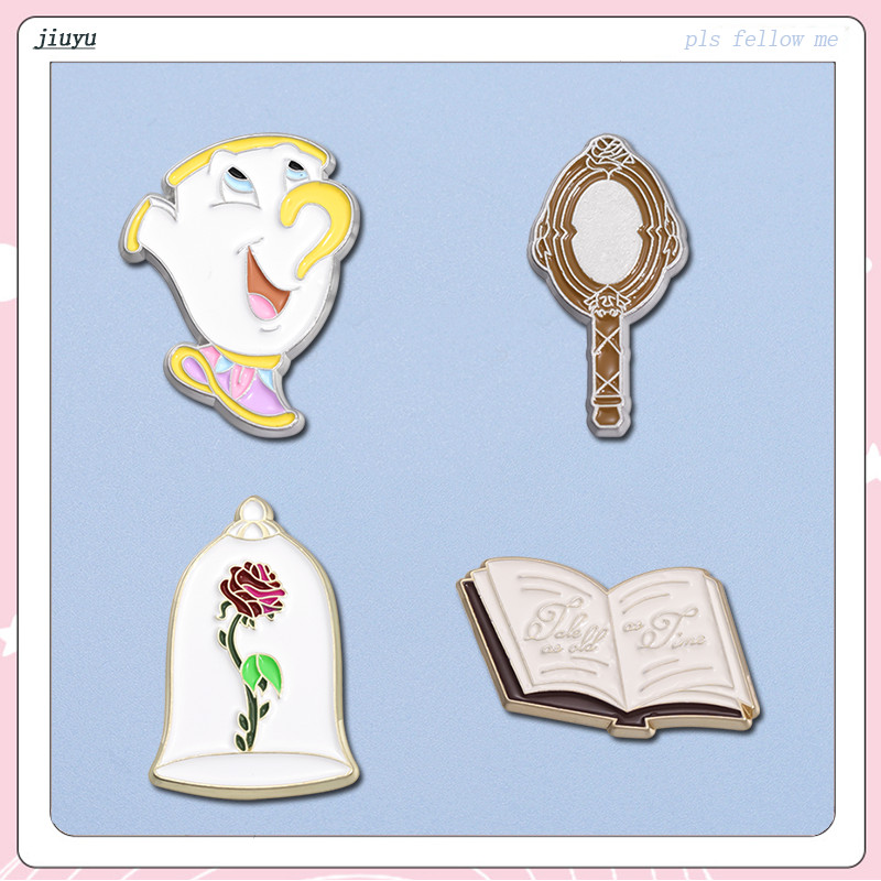 ความงามและ Beast Pins เข็มกลัดปกป้ายกระเป๋าเป้สะพายหลังอุปกรณ์เสริมสําหรับเครื่องประดับแฟชั่นเข็มกลัดอุปกรณ์เสริมของขวัญ