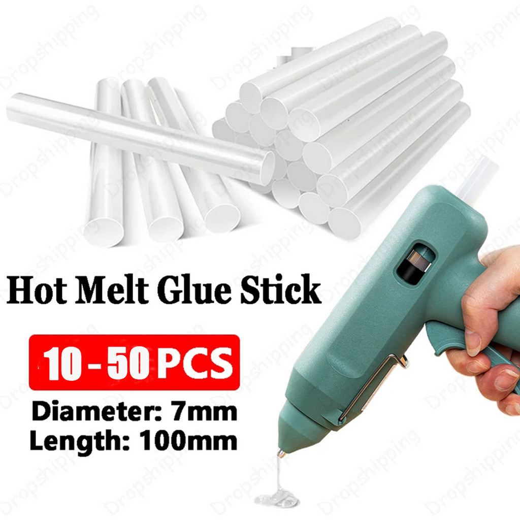 10 ~ 50 ชิ้น 7 มิลลิเมตร x 100 มิลลิเมตรโปร่งใสร้อนละลายกาว Sticks สําหรับความร้อนปืนพกปืนกาวไฟฟ้าปืนหัตถกรรมซ่อมกาวทั่วไป DIY เครื่องมือ