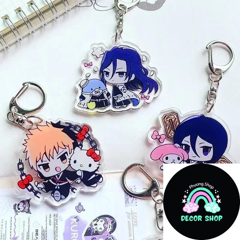 Bleach อะนิเมะพวงกุญแจ Kurosaki Ichigo Kuchiki Rukia Kawaii อะคริลิค Key Chain กระเป๋าจี้ Kuchiki By
