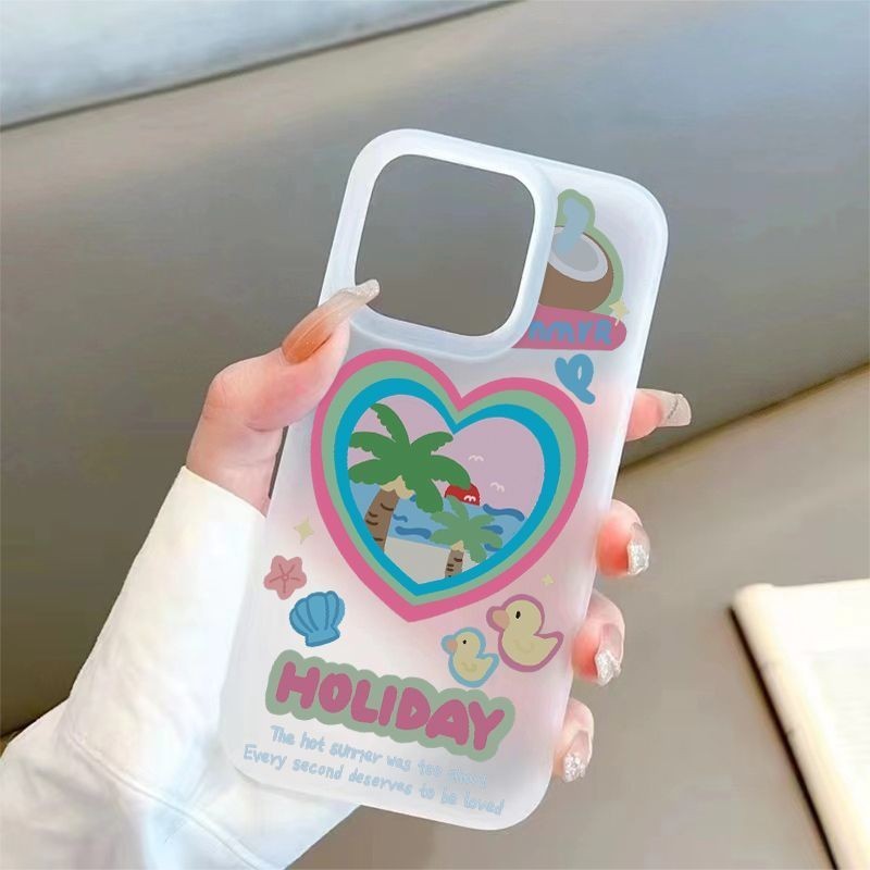Love Graffiti Coconut Tree เหมาะสําหรับ Apple iPhone11 14ProMax 7Plus 8Plus 12ProMax XSMax X XS 13ProMax เคสโทรศัพท ์