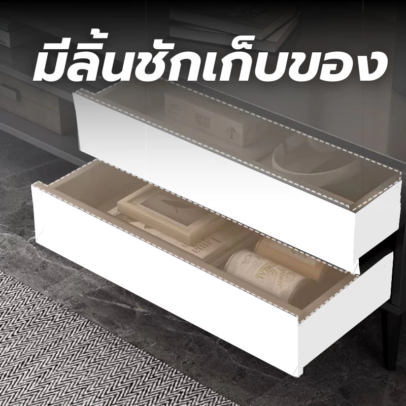 ชั้นวางทีวี ตู้วางทีวี สไตล์มินิมอล แบบยาวบานเปิด thumbnail 7