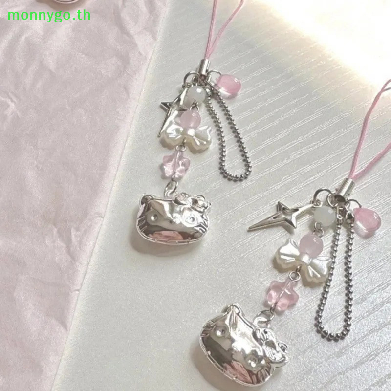 Monnygo ลูกแมวหวานโทรศัพท์มือถือเชือกเครื่องประดับอะนิเมะ Handmade ลูกปัด Strand Dangle จี้ DIY เครื่องประดับอุปกรณ์เสริม TH