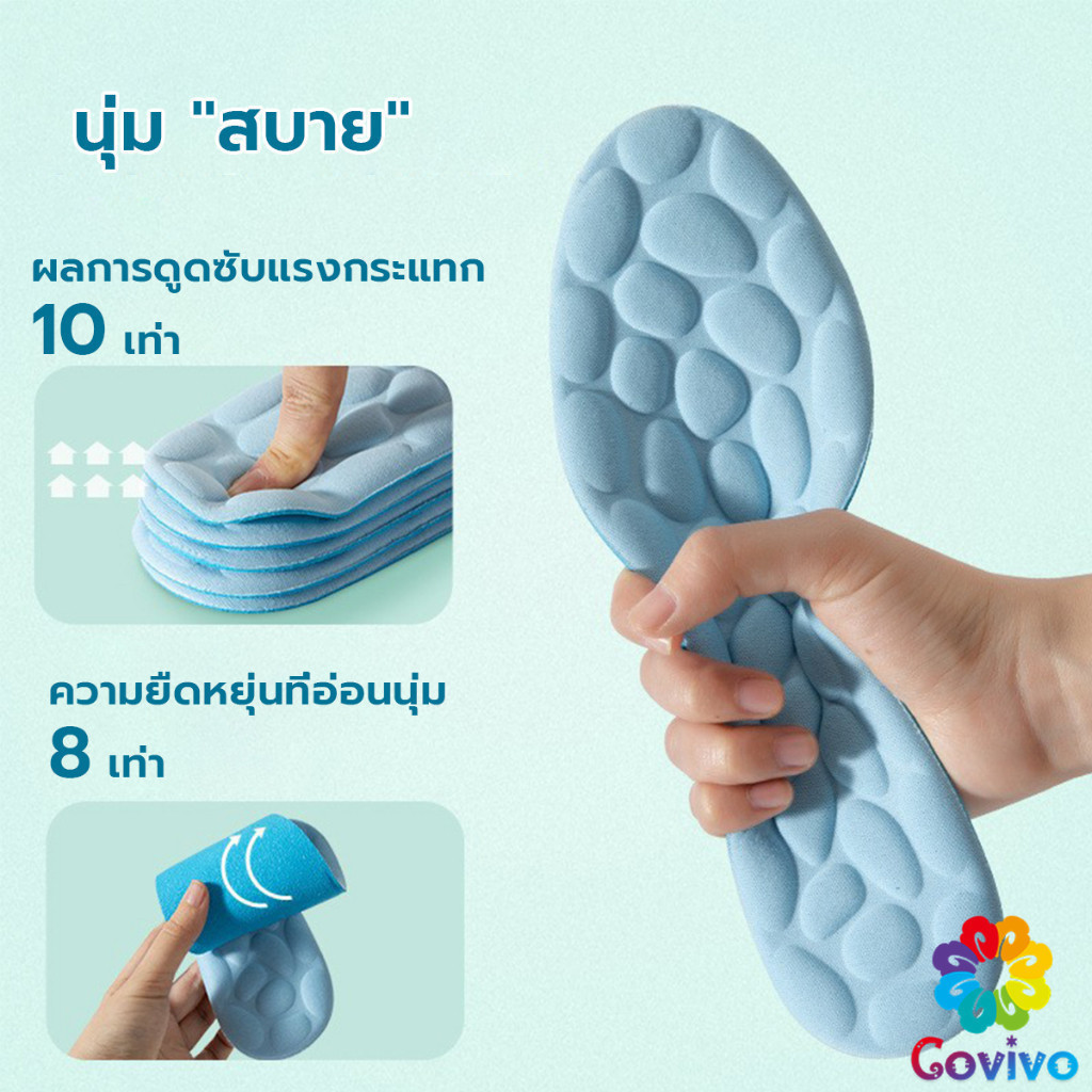 Covivo แผ่นพื้นรองเท้านวด พื้นนิ่ม ยืดหยุ่นสูง ดูดซับแรงกระแทก ระบายอากาศได้ดี  ไซซ์ 35-46 Sports insoles
