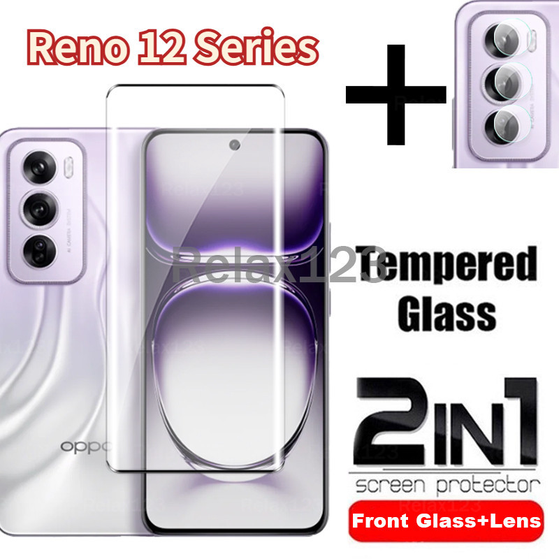 2in1 กระจกนิรภัยสําหรับ OPPO Reno 12 5G OPPO Reno 12 Pro 5G Reno12Pro Reno12F 2024 ปลอกป้องกันหน้าจอกลับเลนส์กล้องป้องกันฟิล์ม