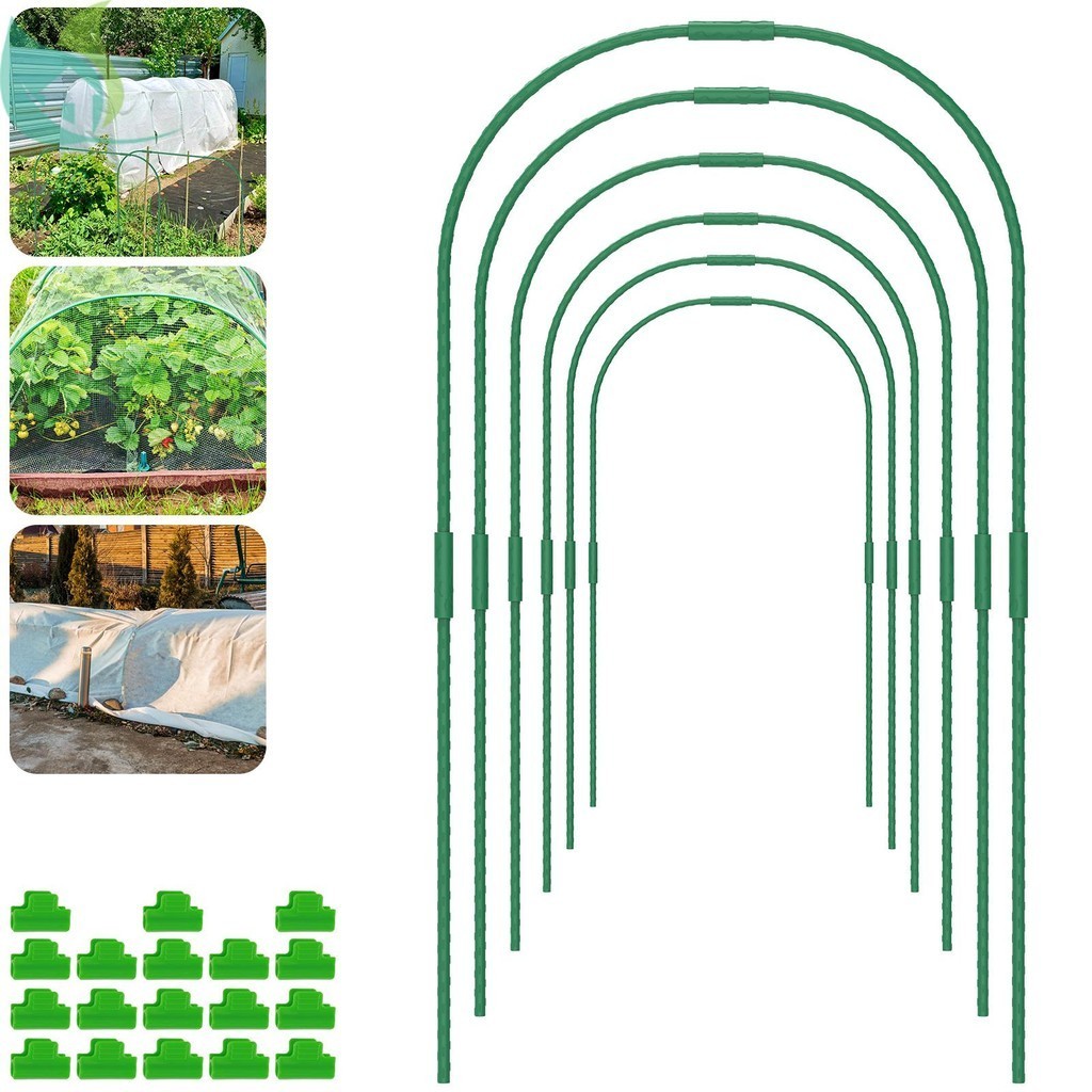 60 ชิ ้ นเรือนกระจก Hoop Grow อุโมงค ์ ชุดเหล ็ กเรือนกระจกสนับสนุน Hoop กรอบ DIY Garden Hoops SHOPQJC7141