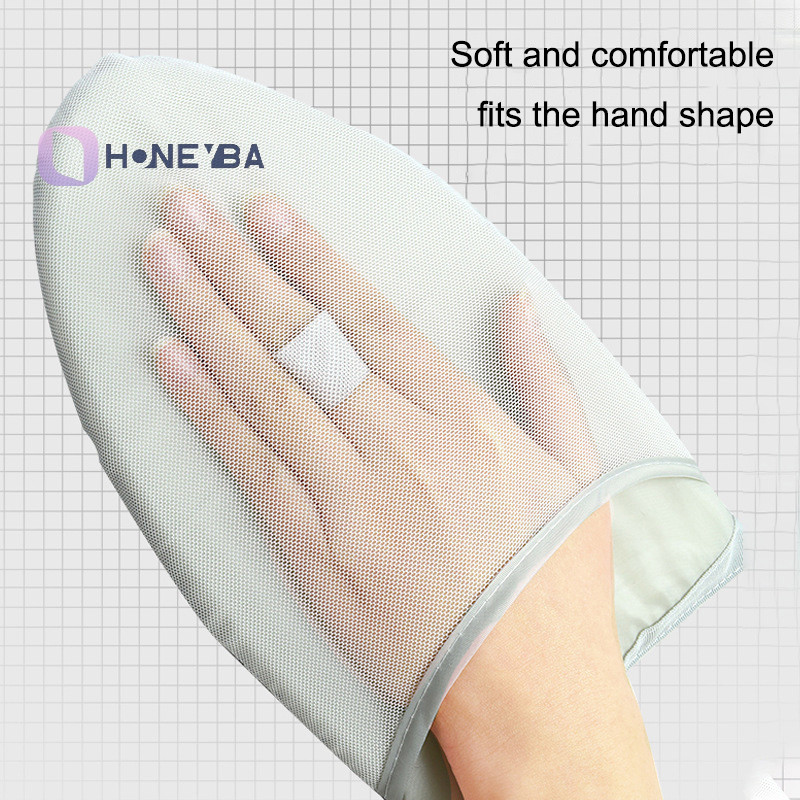 <Honeyby> เสื้อผ้า Steamer ถุงมือรีดผ้า Anti Steam Mitt พร้อมห่วงนิ้วถุงมือทนความร้อนสําหรับเสื้อผ้า Steamers ป้องกันมือถือ Nice