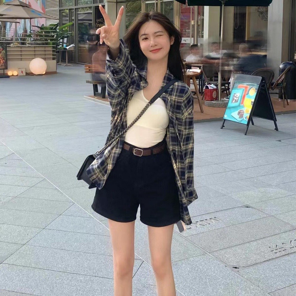 Dahong W270🔥เสื้อเชิ้ตแขนยาว เสื้อเชิ้ตลายสก๊อตแขนยาววินเทจผู้หญิง ทรงโอเวอร์ไซส์ ใส่หลวมๆ แฟชั่นฤดูร้อน สไตล์ฝรั่งเศส - รูปที่ 4