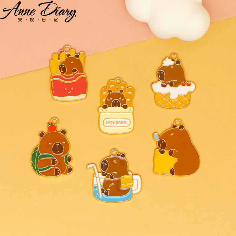 2 ชิ้น/ล็อตการ์ตูน Capybara ชิปสัตว์โลหะผสมเคลือบจี้อุปกรณ์เสริม Charms สําหรับผู้หญิง, Key Chain/ต่างหู/สร้อยคอจี้ทําด้วยมือ DIY เครื่องประดับ 189