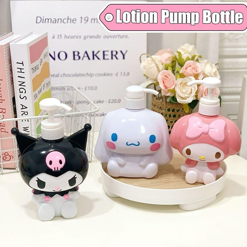 SANRIO พินชา ขวดโลชั่น,การ์ตูน ซานริโอ ขวดรีฟิลความจุขนาดใหญ่,ขวดหัวปั๊มแบบพกพาที่ว่างเปล่าคุณภาพสูงสบู่เหลว