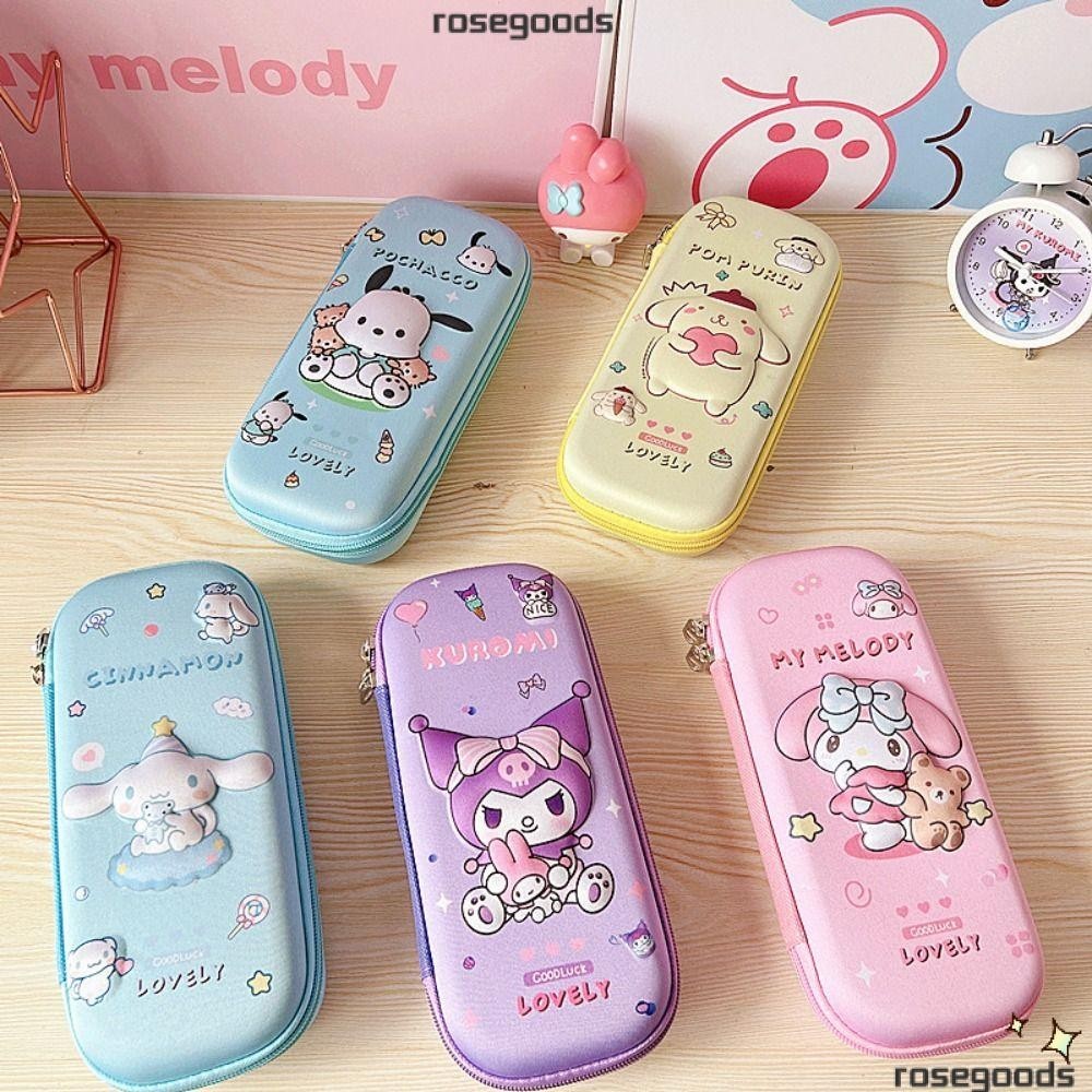 Rose Pencil , Kuromi/Cinnamoroll/Pochacco กล ่ องปากกาความจุขนาดใหญ ่ , น ่ ารักกันน ้ ํา EVA แบบพกพาเครื ่ องเขียนออแกไนเซอร ์ ของขวัญ