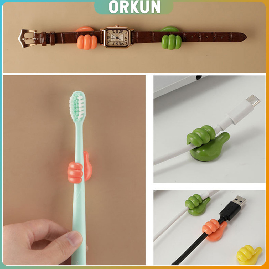 Orkun 10 pcs คลิปตะขอแขวนติดผนัง อเนกประสงค์ รูปนิ้วโป้ง  จัดส่งแบบคละสี Home Storage Hooks - รูปที่ 3