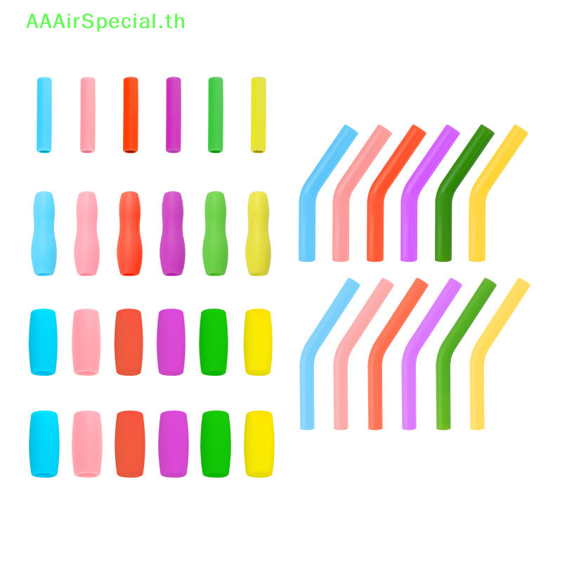 Aaairspecial 6 ชิ้นฟางฝาครอบปลายซิลิโคนฟางหมวกฝาครอบป้องกัน Anti-scratch ลิ้น Anti-scalding หัวดูด 6 มม.8 มม.10 มม.TH