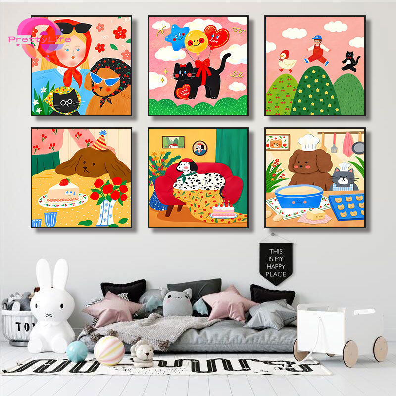 [PL] Dopamine การ์ตูนน่ารัก 5d ภาพวาดเพชรเพชรเต็มห้องนั่งเล่น PasteDiamond Cross Stitch ห้องนอนห้องรับประทานอาหารเพชรเย็บปักถักร้อยตกแต่งบ้าน 30x30 ซม.