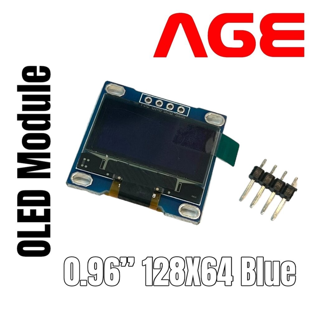 จอแสดงผล OLED Display I2C Module 0.96" 128x64 for Arduino สีน้ำเงิน